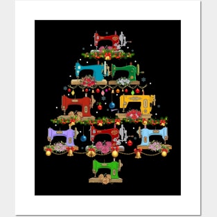 Sewing Machine Christmas Tree Quilting Posters and Art